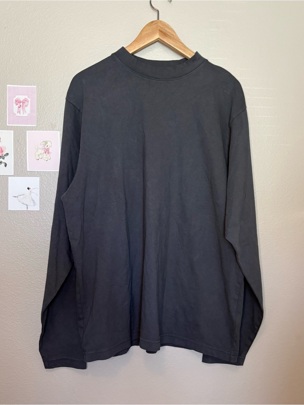 Yeezy gap unisex Men's Long Sleeve Crewneck Shirt - Charcoal gorpcore streetwear